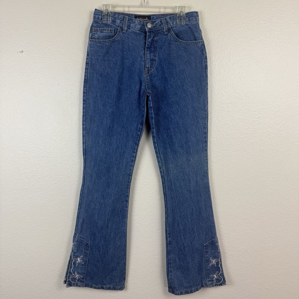 Vintage 90s Y2K Girlfriends LA Swarm Denim Blue Jeans Butterfly Embroidered 9